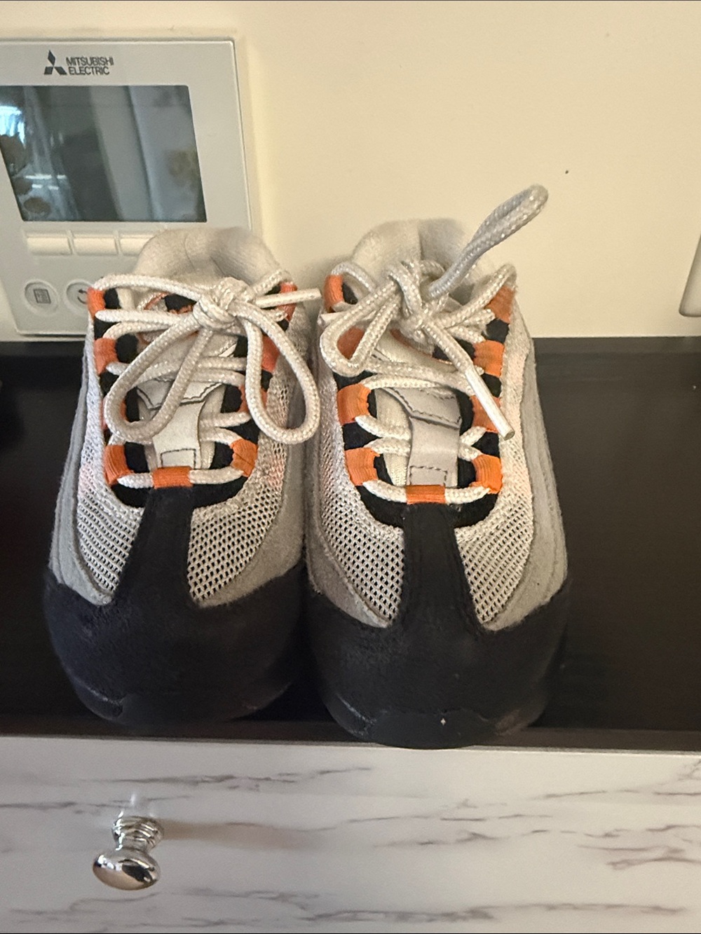 Nike AirMax 95 Kids Gray and Orange Lace-Up Sneakers